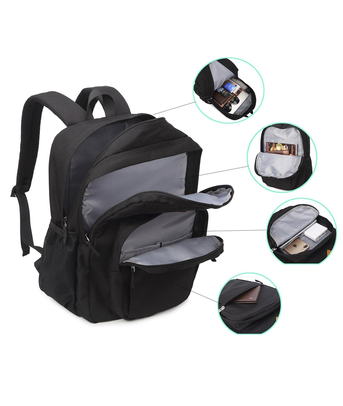 ABSHOO Classic Lightweight Travel Backpack for School & College – Water-Resistant Multi-Pocket Bookbag