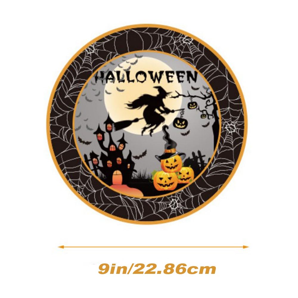 Halloween Party Plates & Napkins Set – 50 Pcs Disposable Black Tableware Kit for Spooky Celebrations