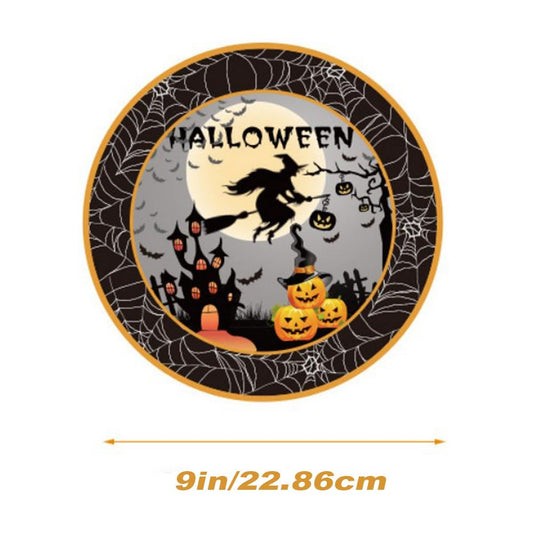 Halloween Party Plates & Napkins Set – 50 Pcs Disposable Black Tableware Kit for Spooky Celebrations