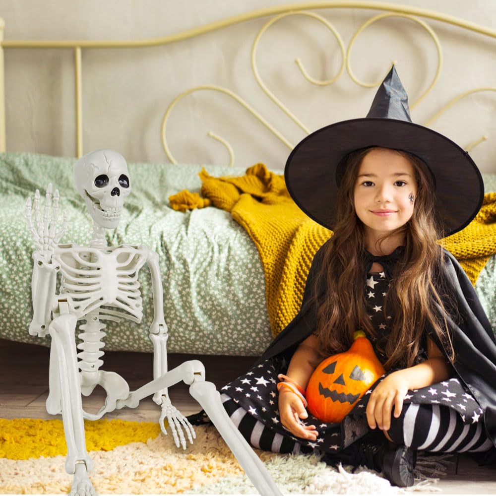 3ft Full Body Halloween Skeleton Decoration – Posable Joints, Realistic Design & Durable Plastic Build