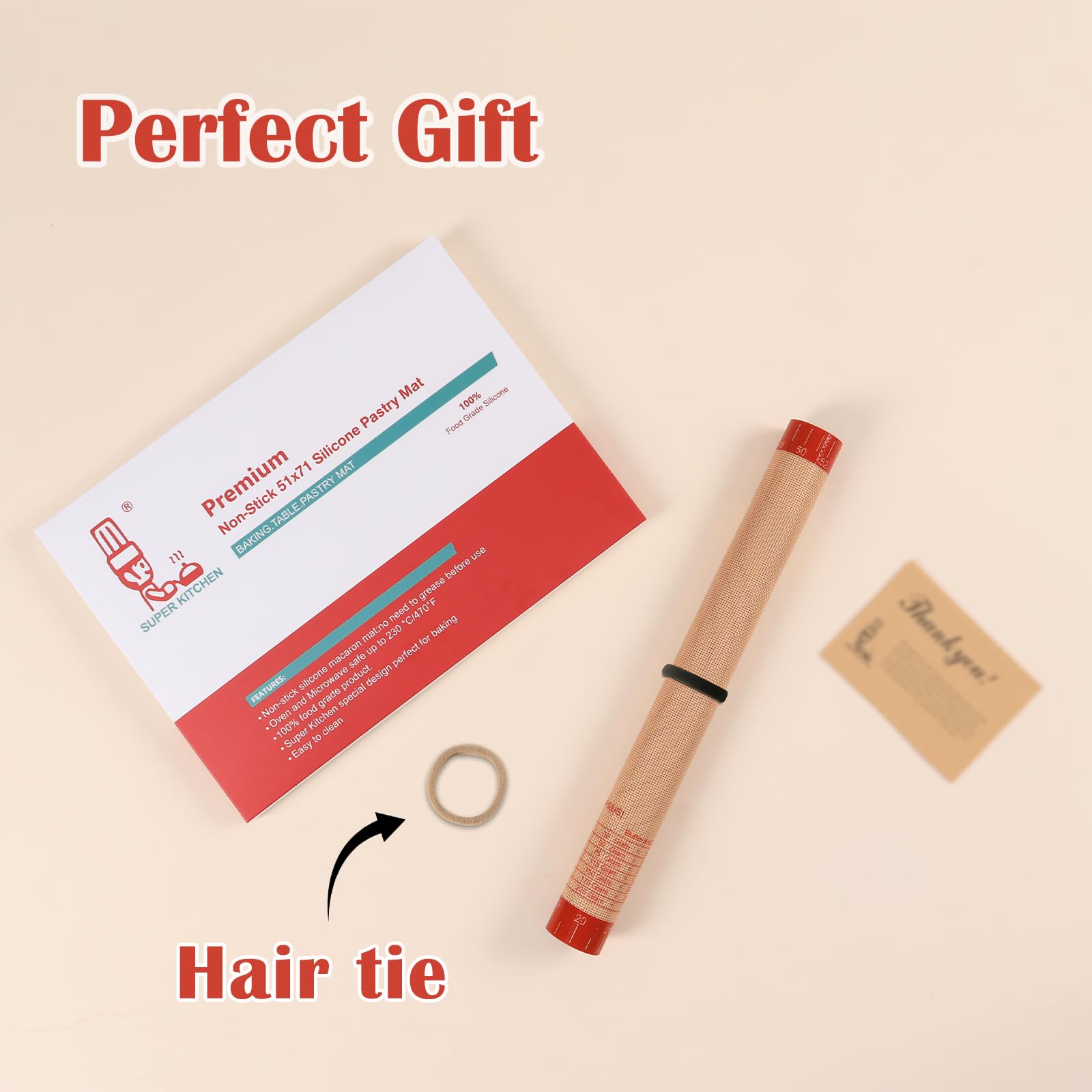 Extra Thick Silicone Pastry Baking Mat with Non-Slip Base for Dough & Baking