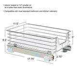 Household Essentials Glidez Single-Tier Pull-Out Cabinet Organizer – Chrome Slide-Out Storage with Protective Liner