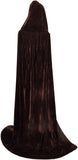 Brown Velvet Hooded Cloak for Adults – Full-Length Witch & Vampire Cape with Large Hood