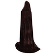 Brown Velvet Hooded Cloak for Adults – Full-Length Witch & Vampire Cape with Large Hood