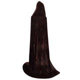 Brown Velvet Hooded Cloak for Adults – Full-Length Witch & Vampire Cape with Large Hood