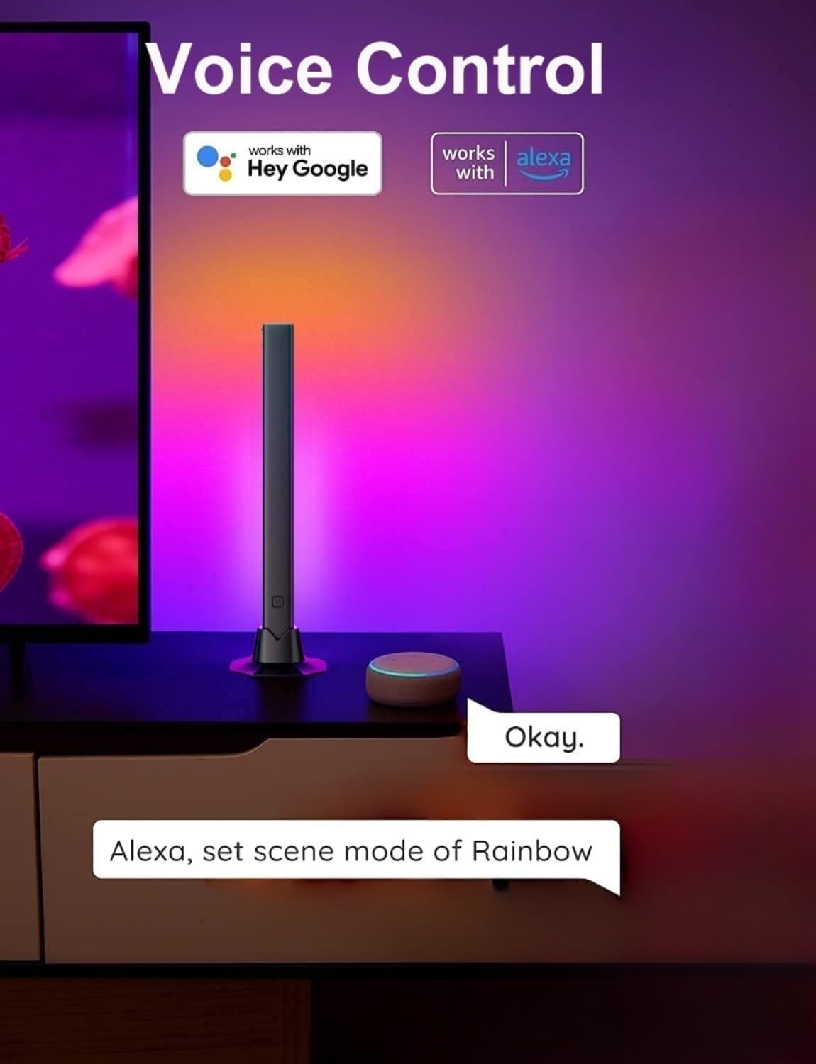 WiFi RGB IC Smart Light Bars – Alexa Voice Control Gaming & TV Ambient Lighting