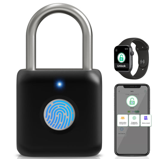 Bluetooth Fingerprint Smart Padlock with App Control, USB Rechargeable Biometric Locker Lock for Gym, Luggage & Storage