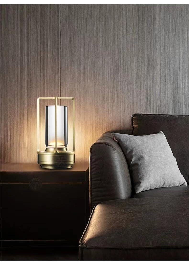 Portable Rechargeable Cordless LED Table Lamp Touch Dimmable Metal Ambient Desk Light for Indoor Outdoor Use
