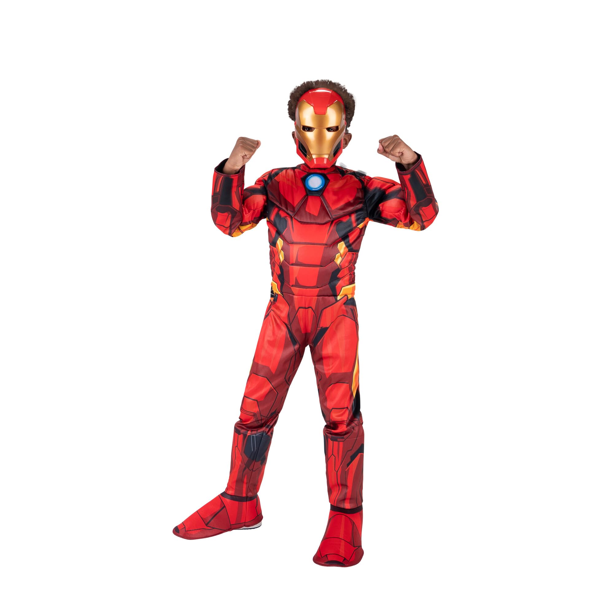Kids Iron Man Costume – Official Marvel Muscle Suit with Mask & Chest Reactor Design (Small)