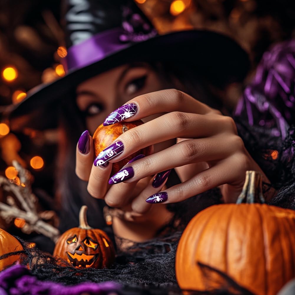 Halloween Nail Stamping Plates Set – 5Pcs Stainless Steel Templates with Ghost, Pumpkin, Skull & Spider Web Designs