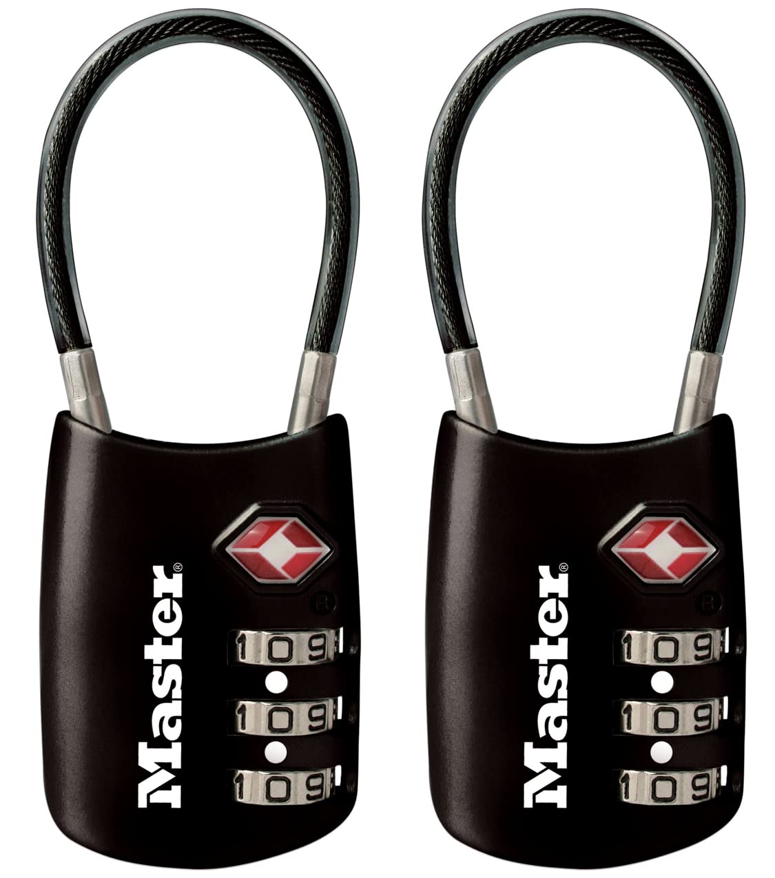Master Lock TSA Accepted Combination Luggage Lock with Flexible Steel Cable, Resettable 3-Dial Travel Padlock