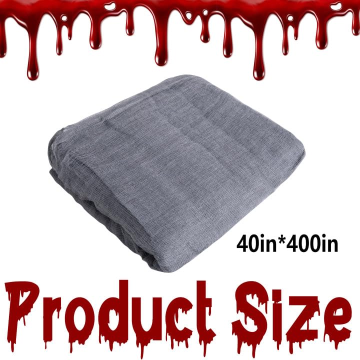400" x 40" Gray Creepy Cloth – Halloween Spooky Gauze Fabric for Haunted House, Party & Scary Decor