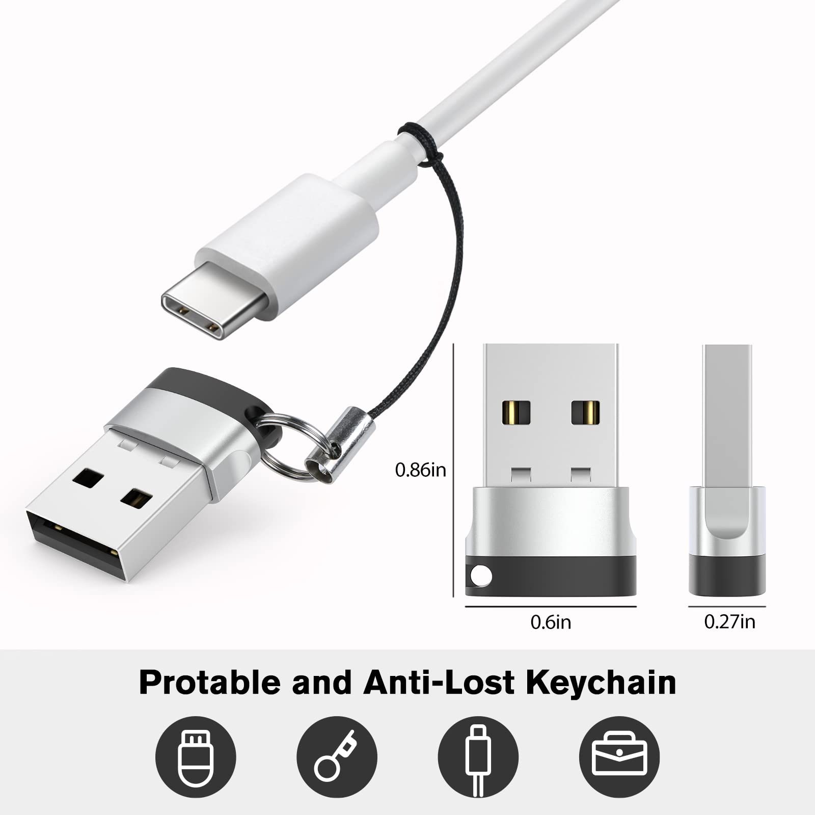 USB-C Female to USB-A Male Adapter – Compact Type-C Converter for Charging & Data Transfer