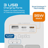 Worldwide Travel Power Adapter with USB-C PD 35W – International Plug Adapter with Dual US Outlets & Surge Protection