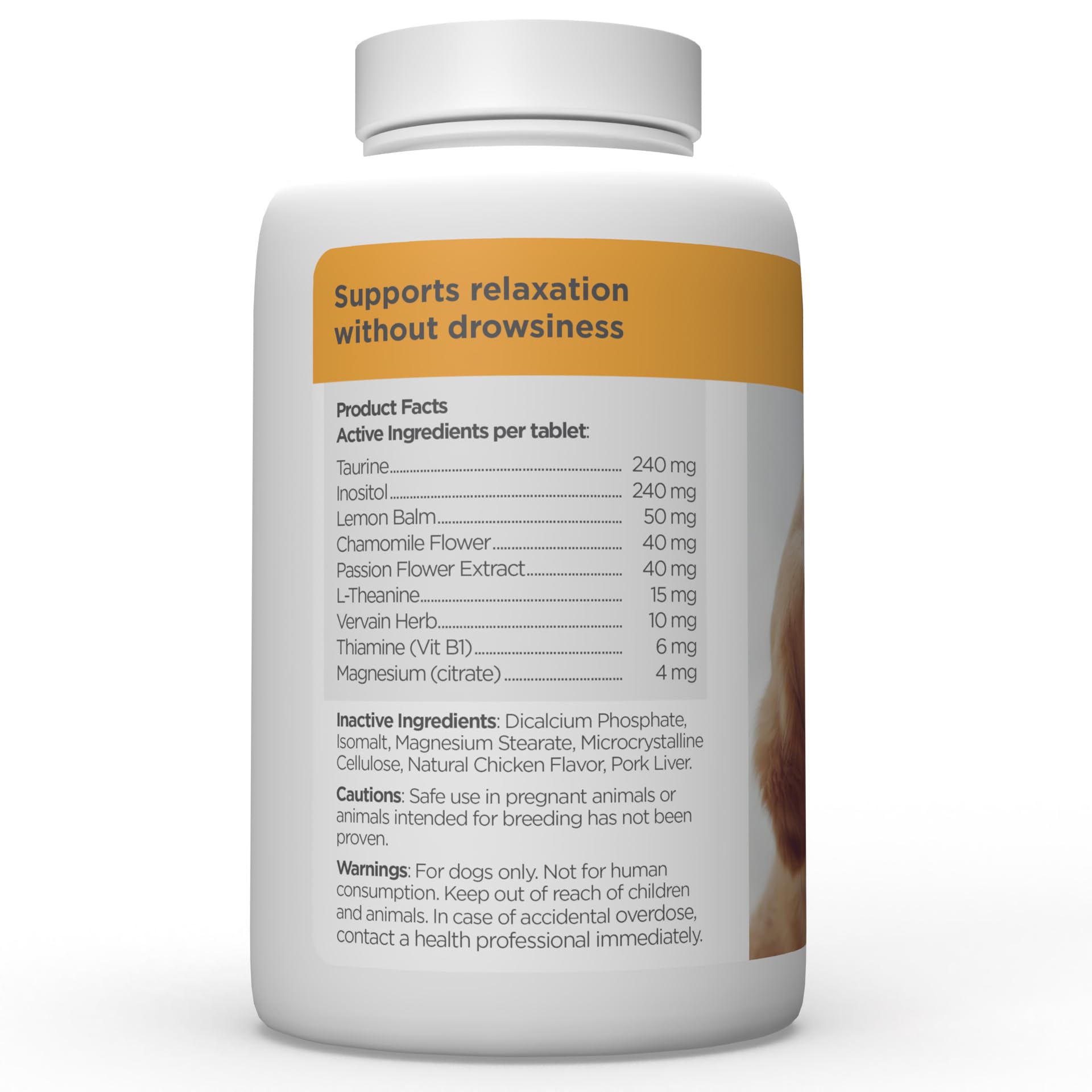 MaxxiCalm Natural Calming Tablets for Dogs – Anxiety & Stress Support with L-Theanine, Taurine & Chamomile