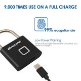 Rechargeable Fingerprint Smart Padlock, Keyless Biometric Security Lock with USB Charging for Gym, Luggage, Bike & Storage