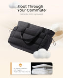 LOVEVOOK Puffer Tote Bag for Women – Ultralight Quilted Work & Travel Tote with Giant Tumbler Holder, Zipper & Laptop Compartment (Black)