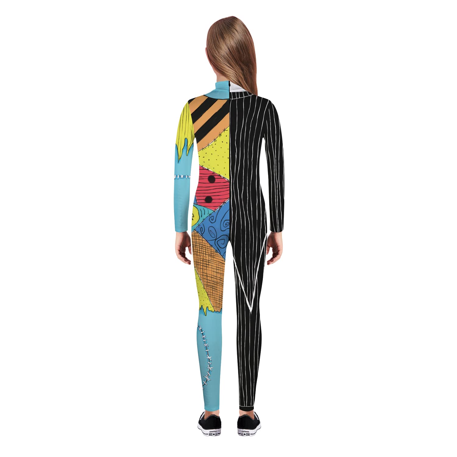 Kids Multicolor 3D Skeleton Bodysuit – Stretchy Halloween Jumpsuit for Boys & Girls 💀🌈