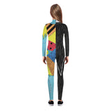 Kids Multicolor 3D Skeleton Bodysuit – Stretchy Halloween Jumpsuit for Boys & Girls 💀🌈
