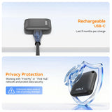 USB-C Rechargeable Smart Tracker Tag for Apple Find My and Google Find My Device, 90dB Alert Bluetooth Item Locator