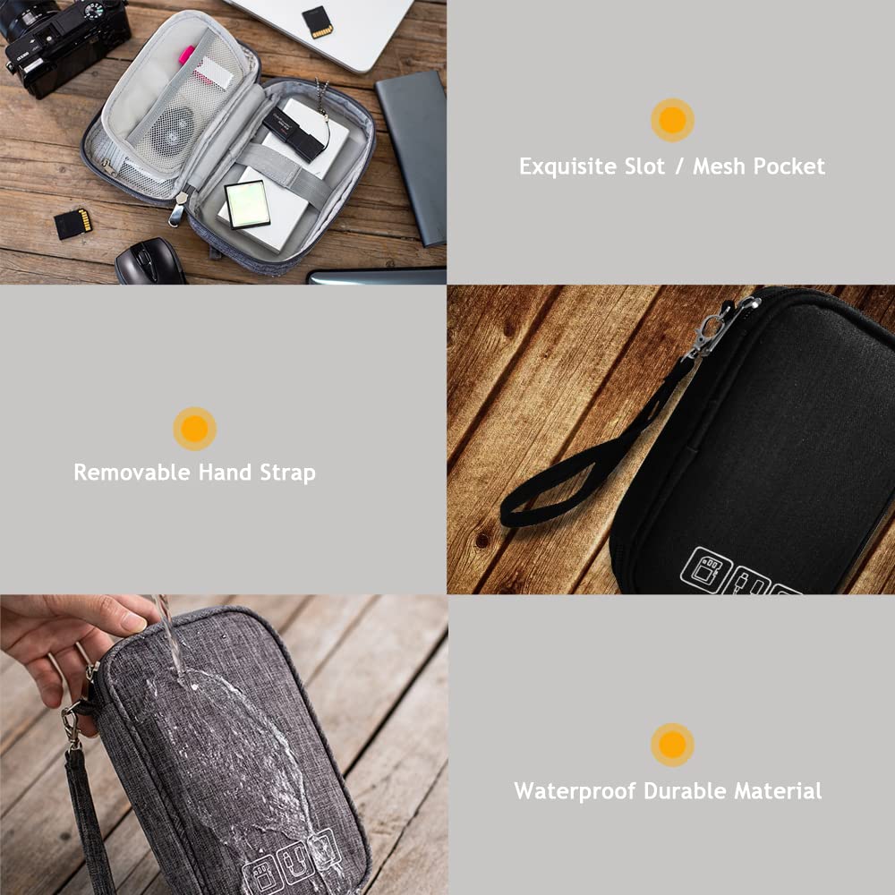 Portable Electronics Organizer Travel Case – Cable & Gadget Storage Bag for Chargers, USB Cords, Hard Drives & Tech Accessories