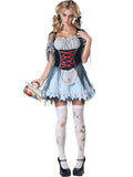 Women’s Gothic Maid Costume – Grey & Black Haunted Dress with Attached Petticoat and Apron 🕸️🖤👻
