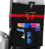 Airplane Tray Table Organizer Cover with 4 Expandable Pockets – Travel Seat Back Storage for Tablets, Books & Flight Essentials (Black)