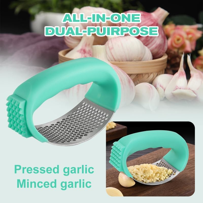 Stainless Steel Garlic Press Rocker – Easy Grip Garlic Crusher & Mincer