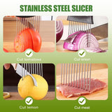 Stainless Steel Onion Holder Slicer – Multi-Purpose Vegetable & Food Slicing Assistant Tool