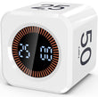 Kids-Friendly Flip Cube Pomodoro Timer with Visual LED Time Bars, Silent Mode & USB-C Rechargeable – White