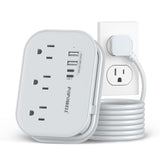 Flat Plug Travel Power Strip with USB-C – Compact 6-in-1 Desktop Charging Station (Grey)
