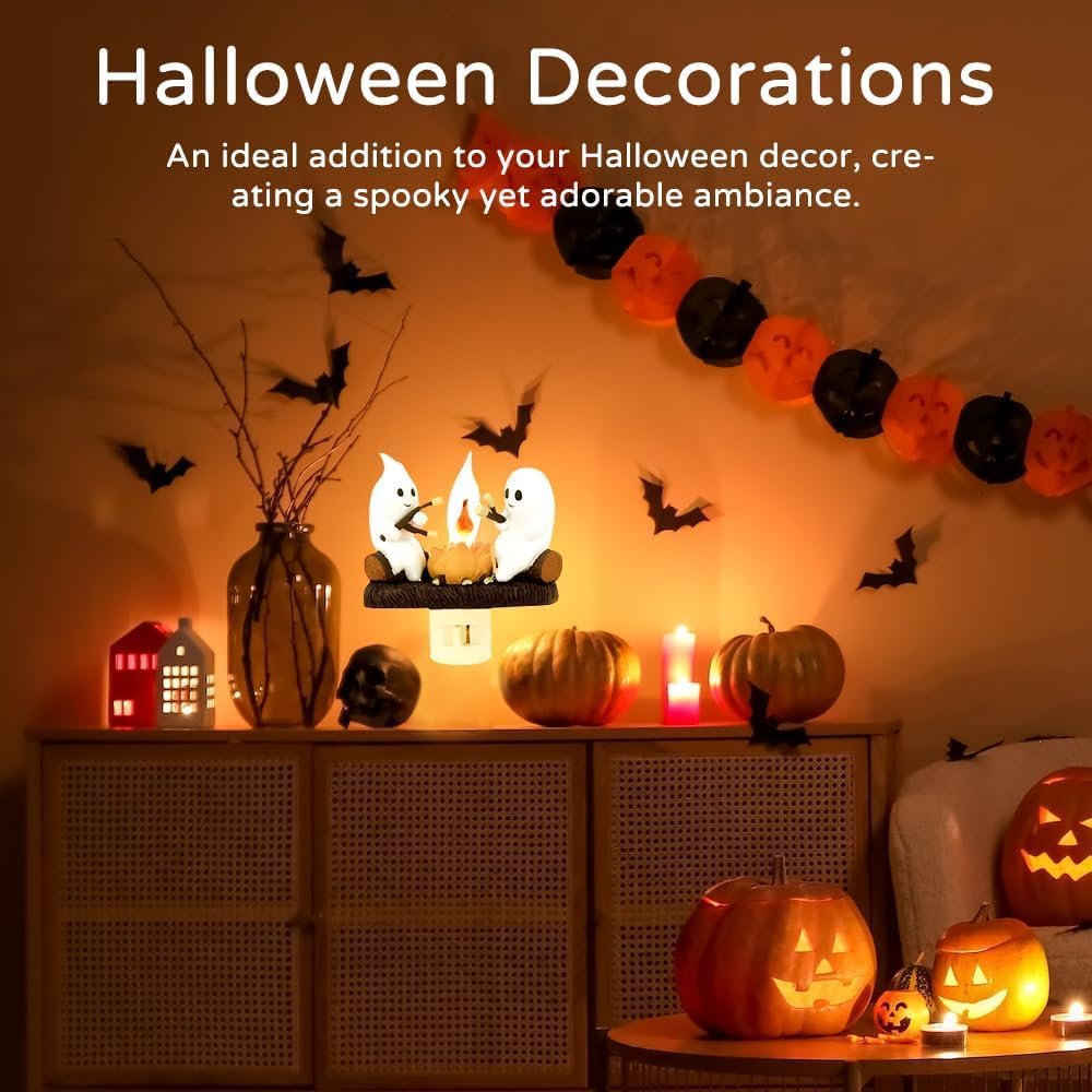 LEDeng Ghost Campfire Flickering Wall Light, Flicker Flame Halloween Wall Decoration, LED Faux Campfire Light, Halloween Indoor Decoration, Holiday Gifts