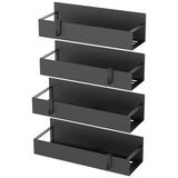 HuggieGems Magnetic Spice Rack Organizer (4-Pack) – Heavy-Duty Metal Fridge & Oven Storage, Adjustable Design (Black)