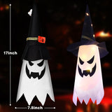 Halloween Hanging Ghost Witch Hat Lights – 4 Pack Warm White LED Decorations with 3 Flash Modes for Indoor & Outdoor Use