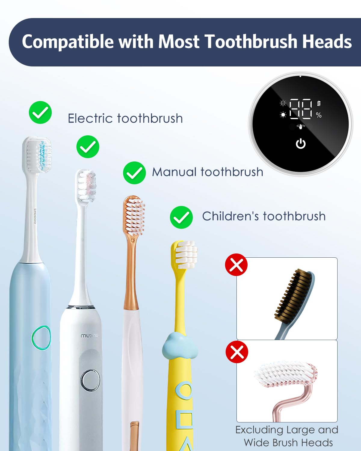 Smart UV Toothbrush Sanitizer Holder with Heat Drying & Motion Sensor – Wall Mounted Travel Hygiene Organizer White