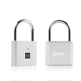 UMIKSMART Fingerprint Padlock with USB-C Rechargeable Battery, Biometric Keyless Lock for Gym Locker, Cabinets & Personal Storage