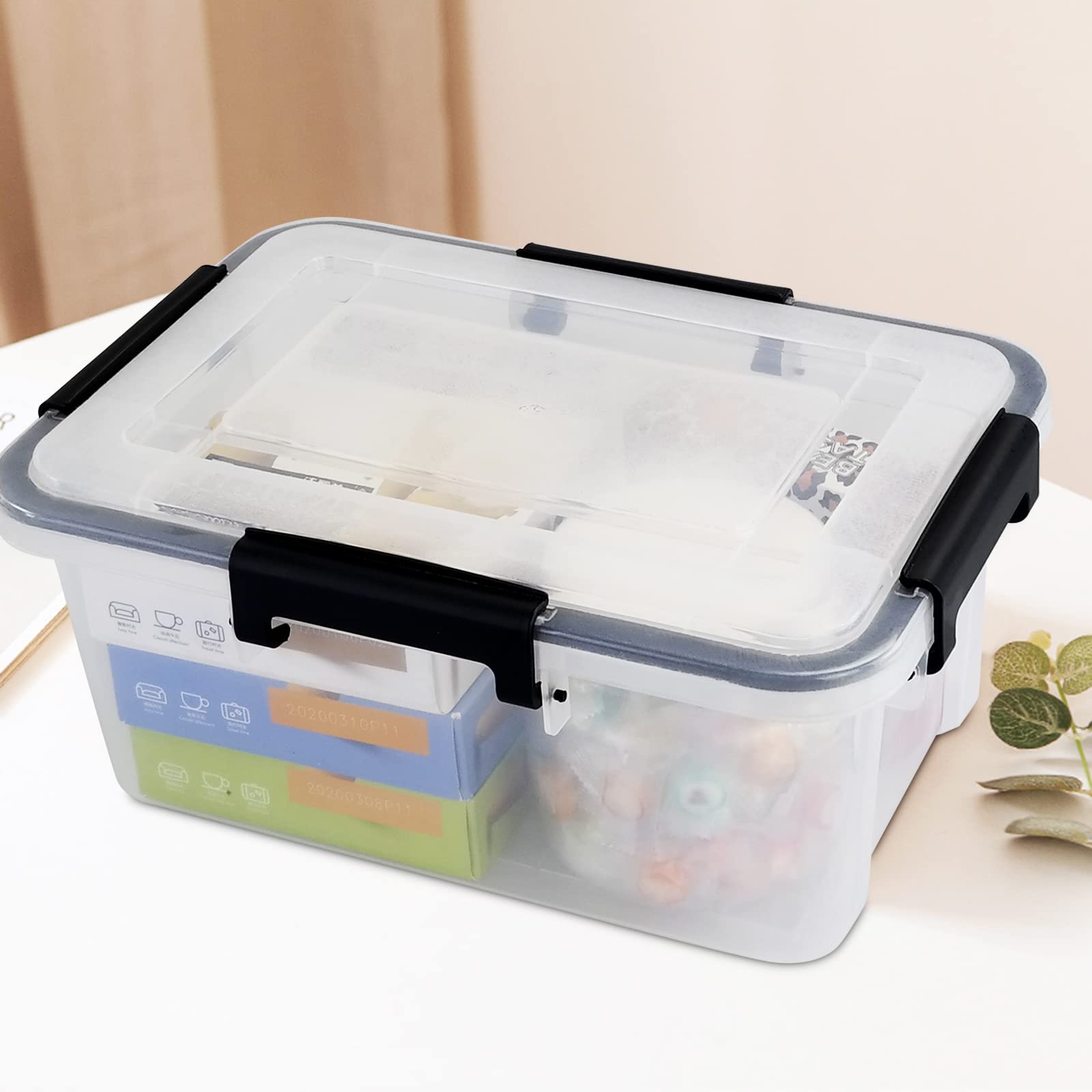 6-Pack Clear Airtight Storage Containers with Locking Lids – 10L Stackable Multi-Purpose Organizer Boxes