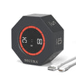 Secura Rotating Pomodoro Timer with Visual Progress Bar, Flip Countdown & Stopwatch, Rechargeable Desk Focus Timer with Adjustable Volume – Dark Gray