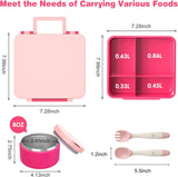 Pink 4-Compartment Bento Set with 8 oz Food Jar