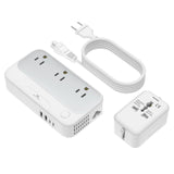 250W Universal Voltage Converter – US to Europe 220V to 110V Travel Power Converter with Worldwide Plug Set (White)