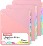5-Piece Pastel Pocket Binder Divider Set