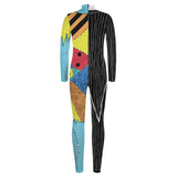 Kids Multicolor 3D Skeleton Bodysuit – Stretchy Halloween Jumpsuit for Boys & Girls 💀🌈