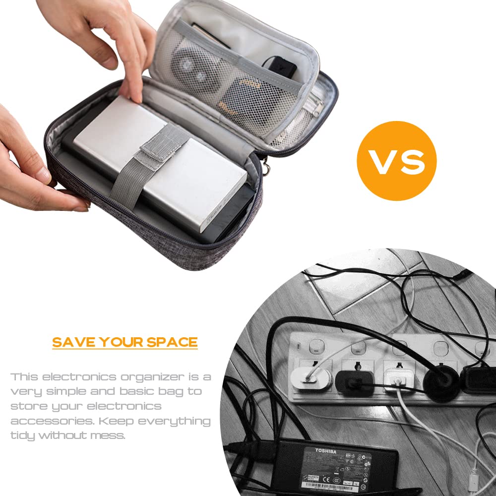 Portable Electronics Organizer Travel Case – Cable & Gadget Storage Bag for Chargers, USB Cords, Hard Drives & Tech Accessories