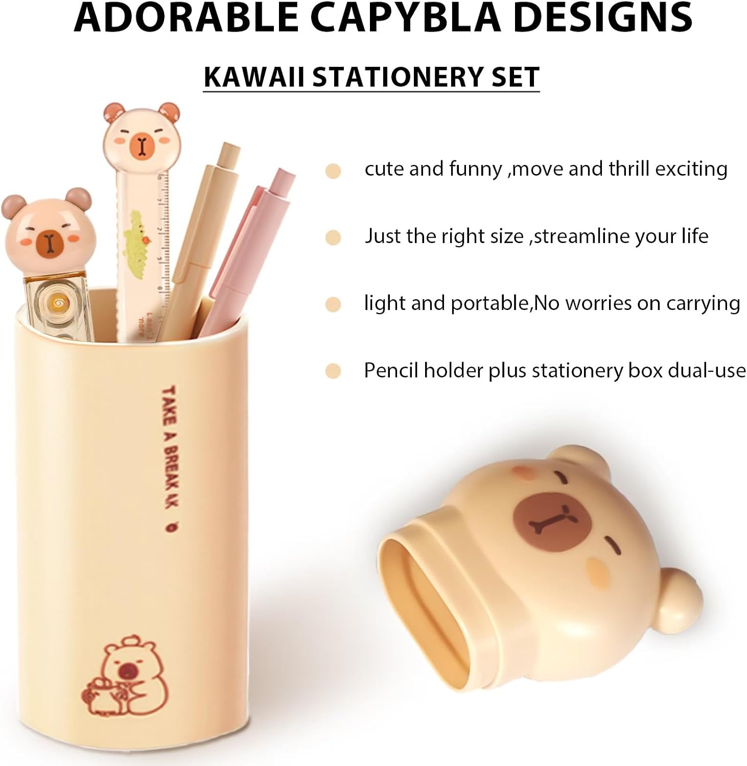 Brown Capybara Desk Tool Set with 120 Page Tabs