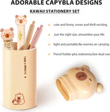 Brown Capybara Desk Tool Set with 120 Page Tabs