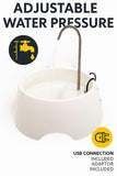 AMICUS Aqua Mini Cat & Dog Water Fountain with Stainless Steel Faucet, Activated Carbon Filter & USB Powered Quiet Pump – White