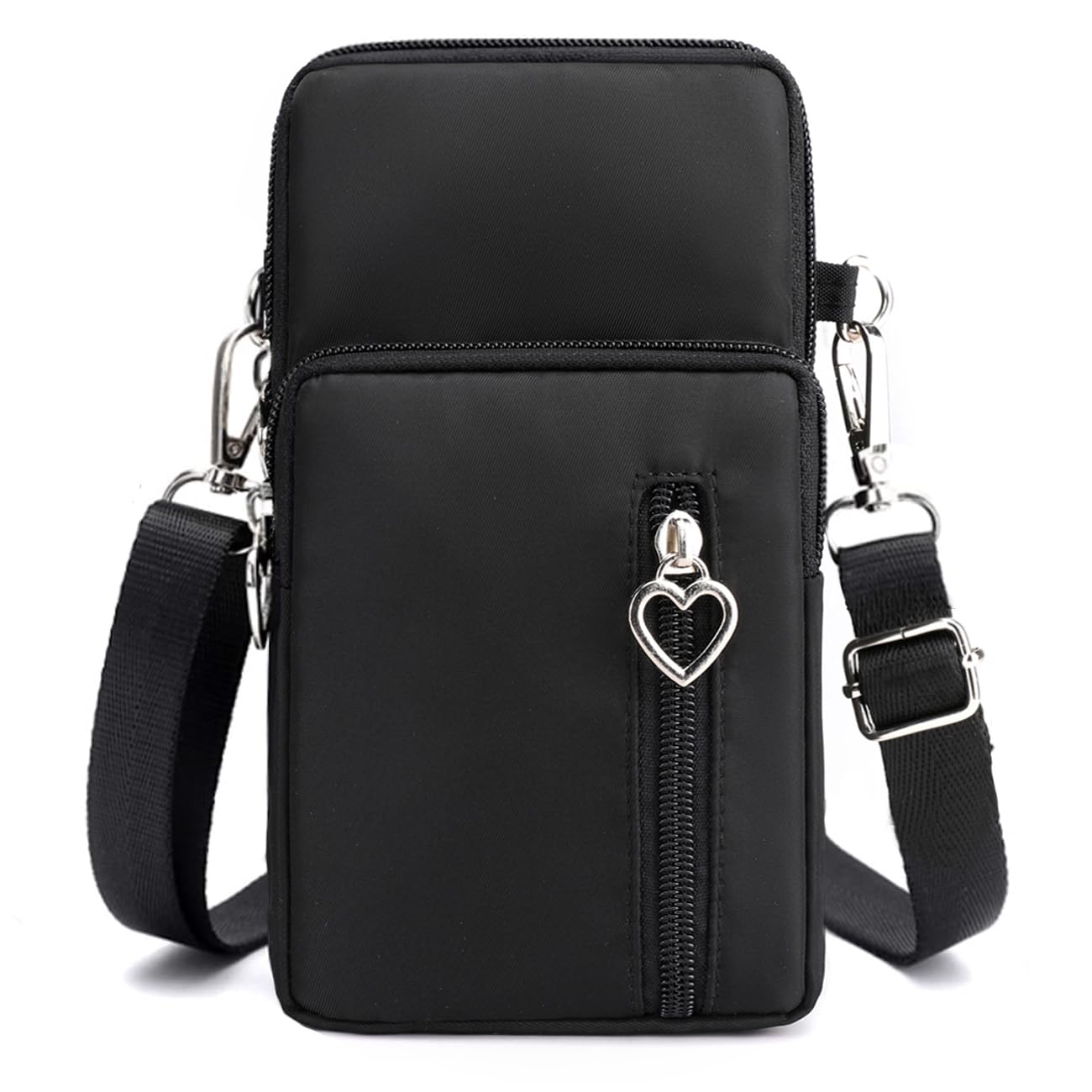 JANKS Small Nylon Crossbody Phone Bag for Women – Lightweight Mini Cell Phone Purse with Adjustable Strap (Black)