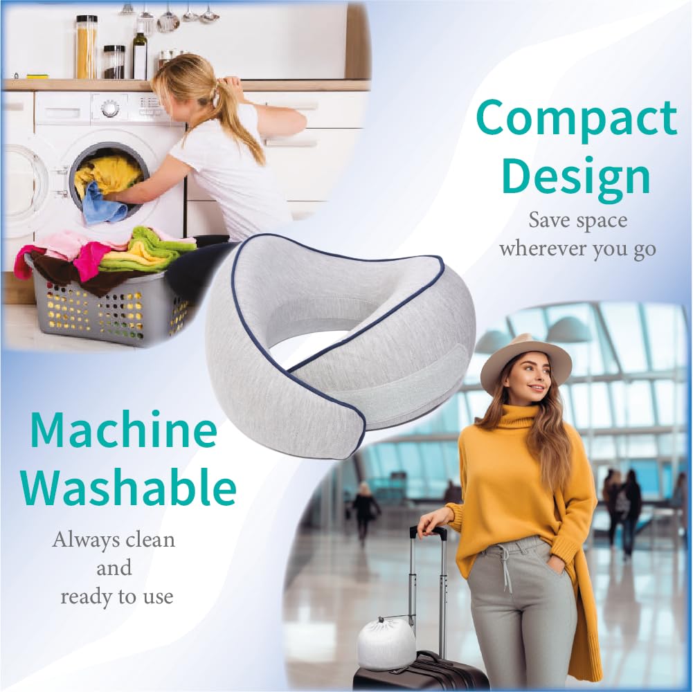 Memory Foam Travel Neck Pillow for Airplane – Ergonomic Portable Neck Support Pillow