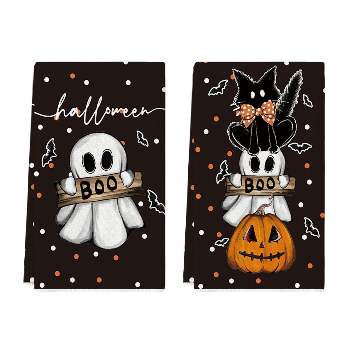 Artoid Mode Halloween Dish Towels – 2-Pack Black Kitchen Tea Towels, Soft & Absorbent Seasonal Decor (18x26 in)