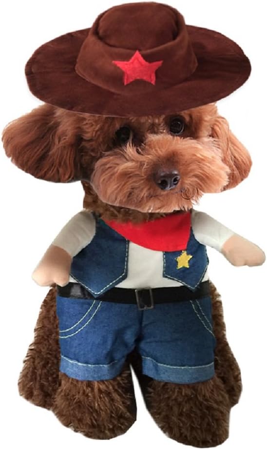 Funny Cowboy Dog Costume – Dark Blue Western Pet Outfit for Halloween & Parties